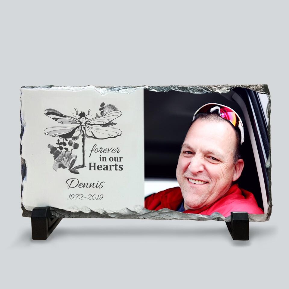 Forever In Our Hearts - Personalized Memorial Photo Slate Plaque