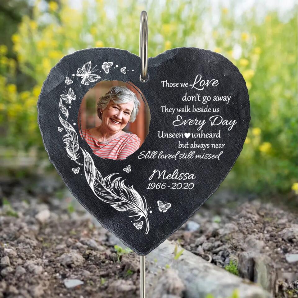 Custom Photo - Personalized Memorial Garden Slate & Hook - Sympathy Gift, Gift For Family Members