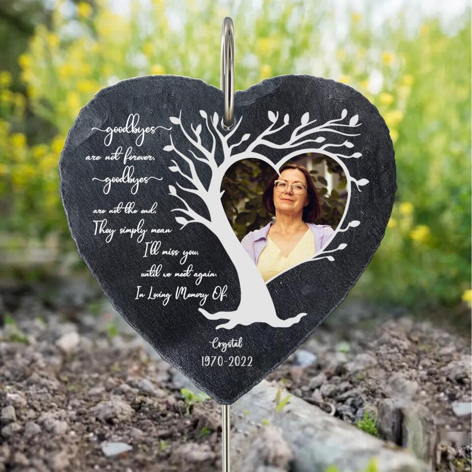 Custom Photo - Personalized Memorial Garden Slate & Hook - Sympathy Gift, Gift For Family Members