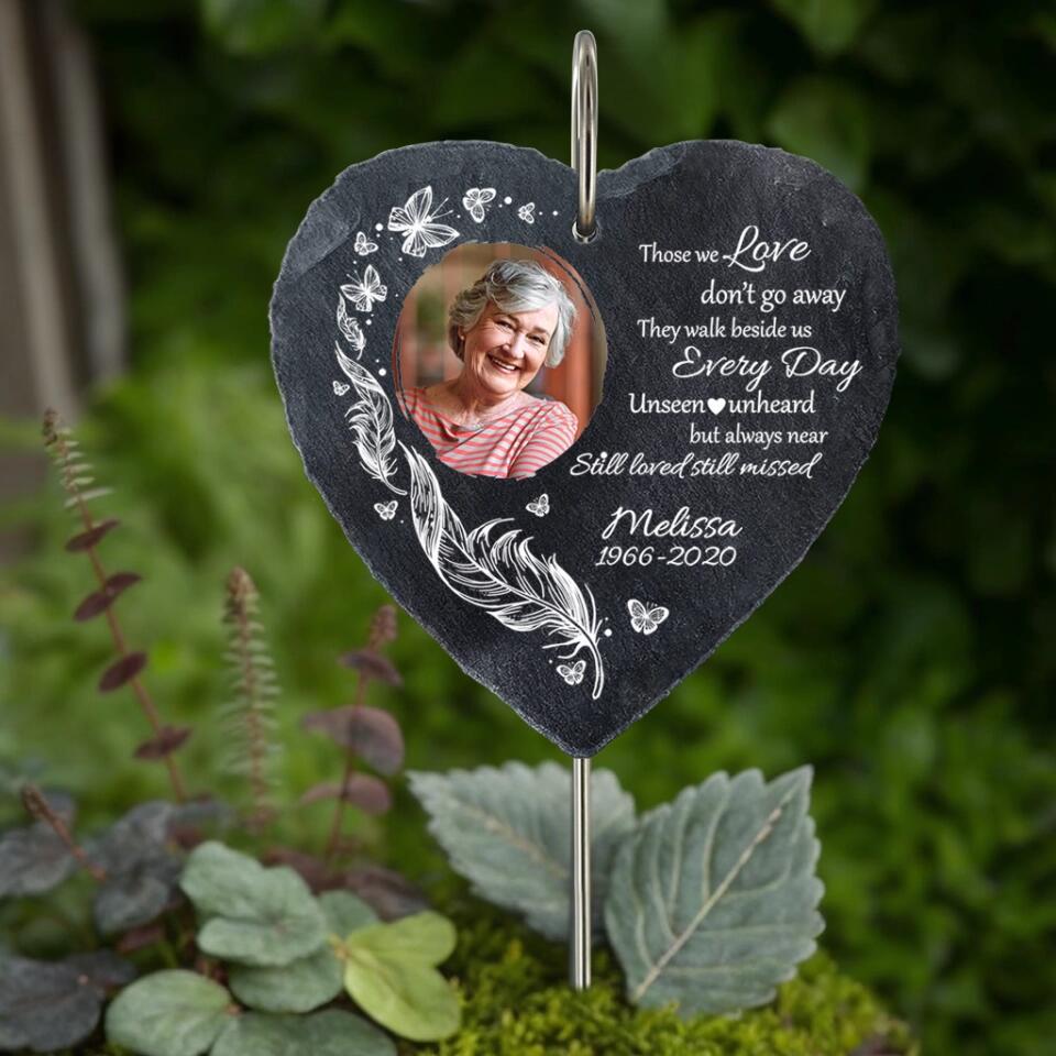 Custom Photo - Personalized Memorial Garden Slate & Hook - Sympathy Gift, Gift For Family Members