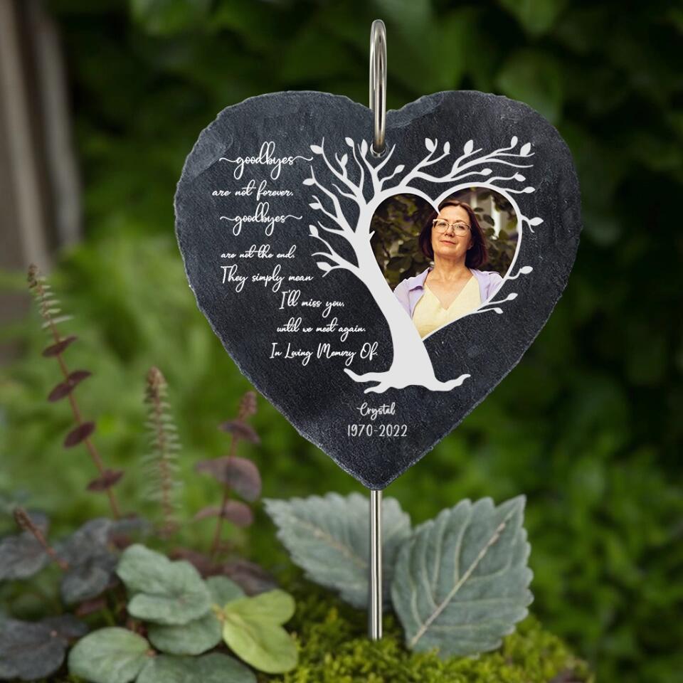 Custom Photo - Personalized Memorial Garden Slate & Hook - Sympathy Gift, Gift For Family Members