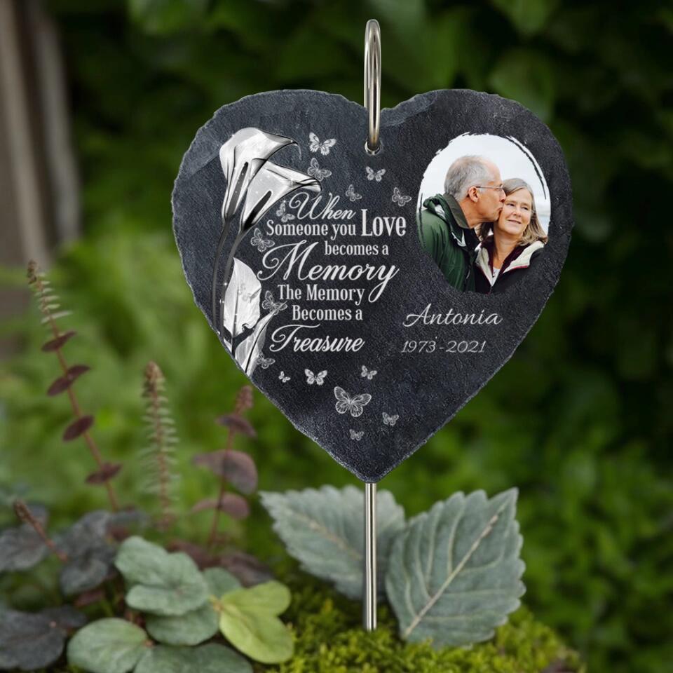 Custom Photo Personalized Memorial Garden Slate & Hook - Sympathy Gift