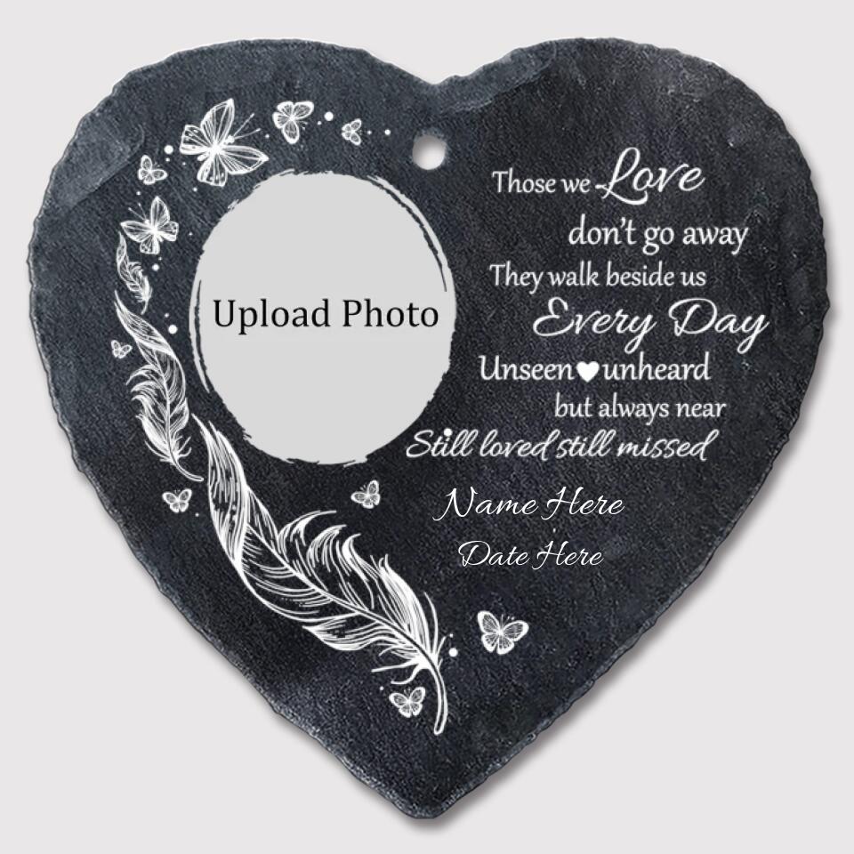 Custom Photo - Personalized Memorial Garden Slate & Hook - Sympathy Gift, Gift For Family Members