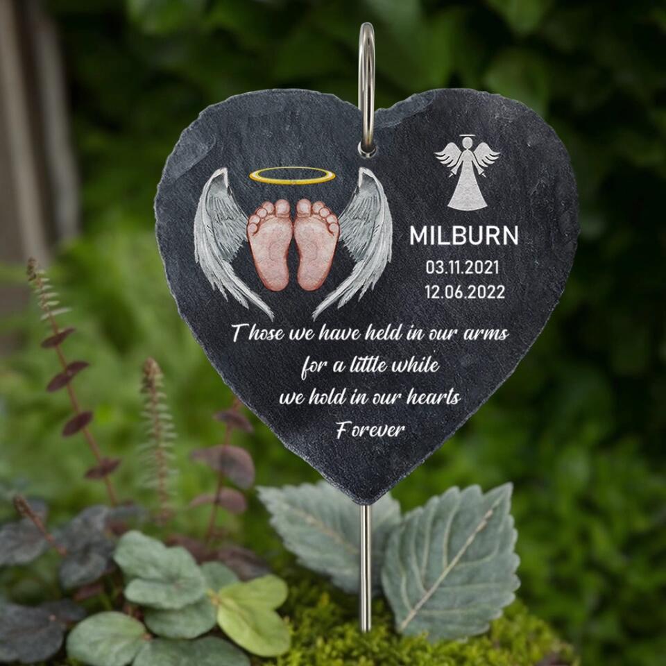 We Have Held In Our Arms For A Little While - Personalized Memorial Garden Slate & Hook - Memorial Gift, Sympathy Gift