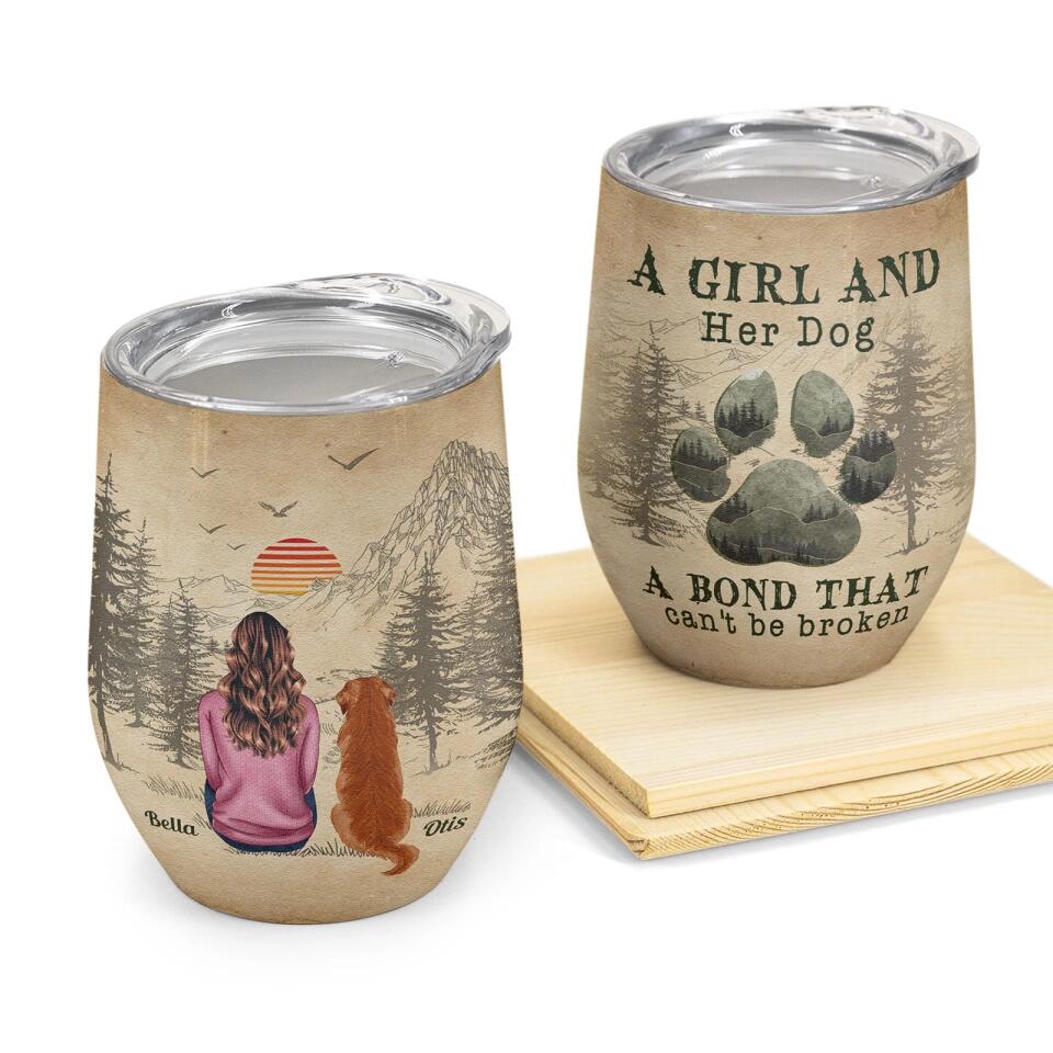 A Girl And Her Dogs - Personalized Wine Tumbler, Best Gift For Dog Lovers, Dog Mom