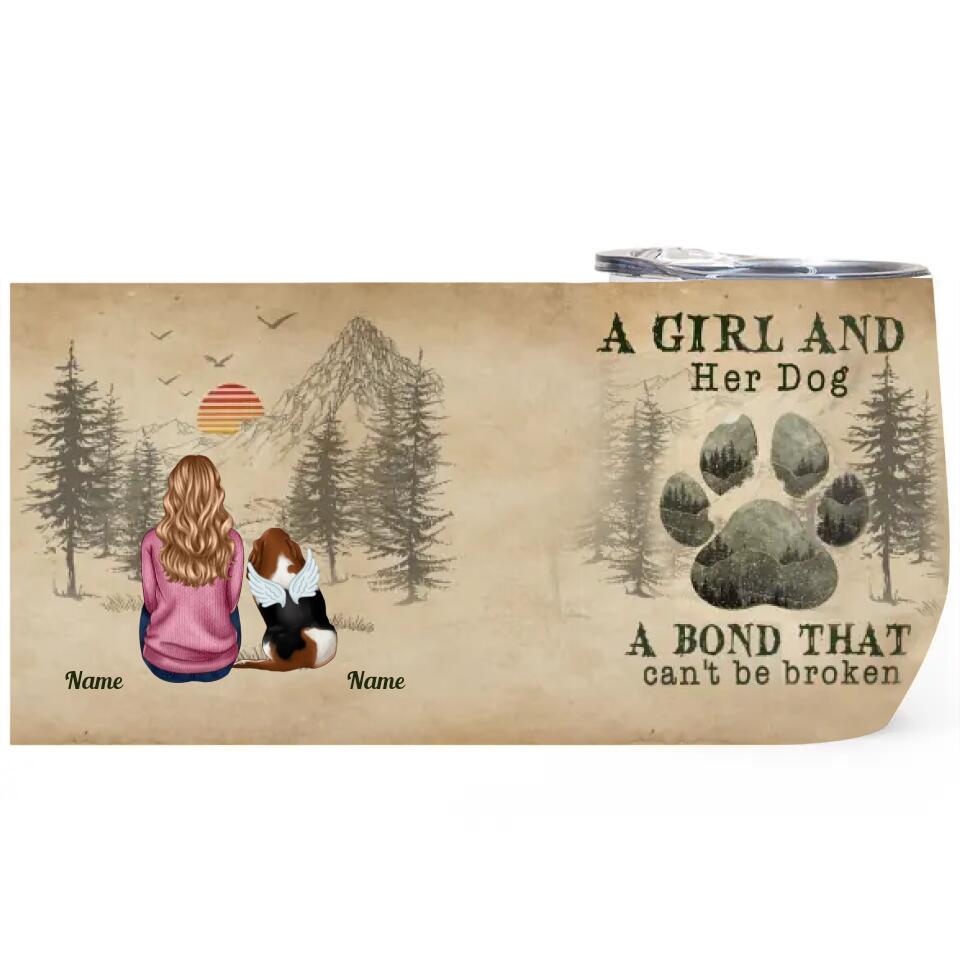 A Girl And Her Dogs - Personalized Wine Tumbler, Best Gift For Dog Lovers, Dog Mom