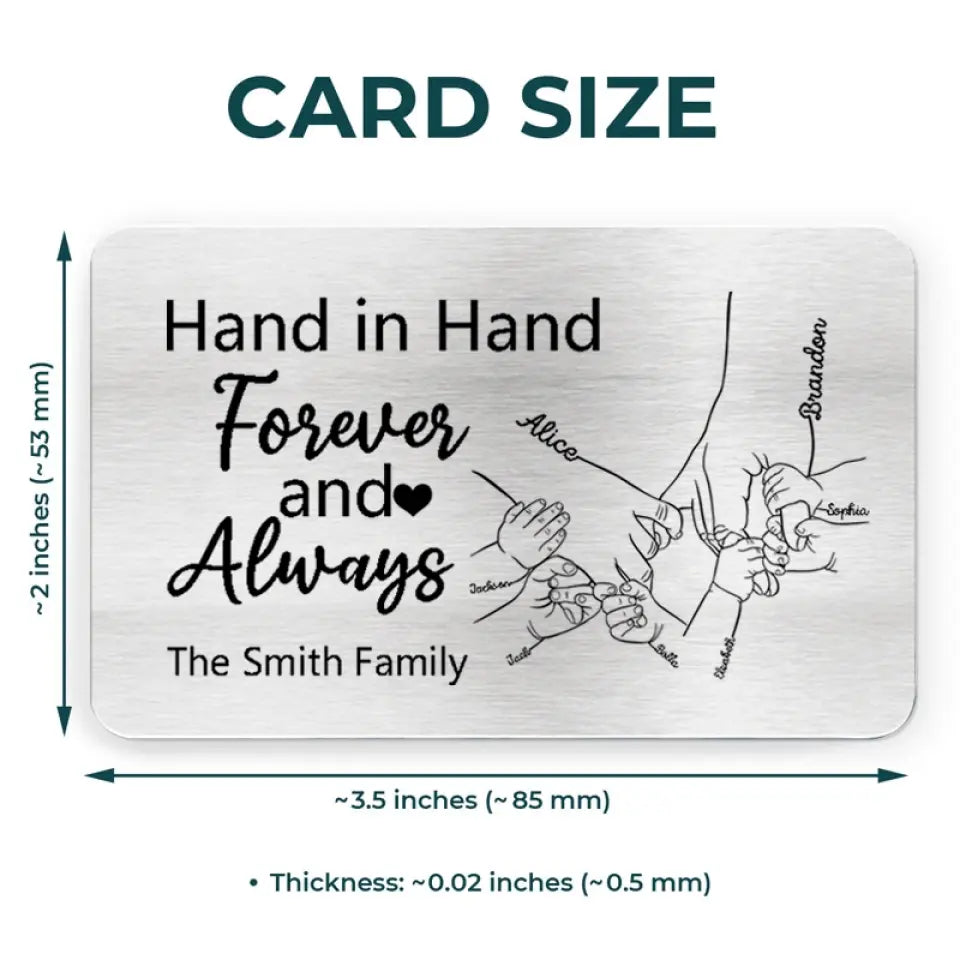 Father And Childs Holding Hands - Personalized Custom Aluminum Wallet Card -  Gift For Family Members, Father's Day