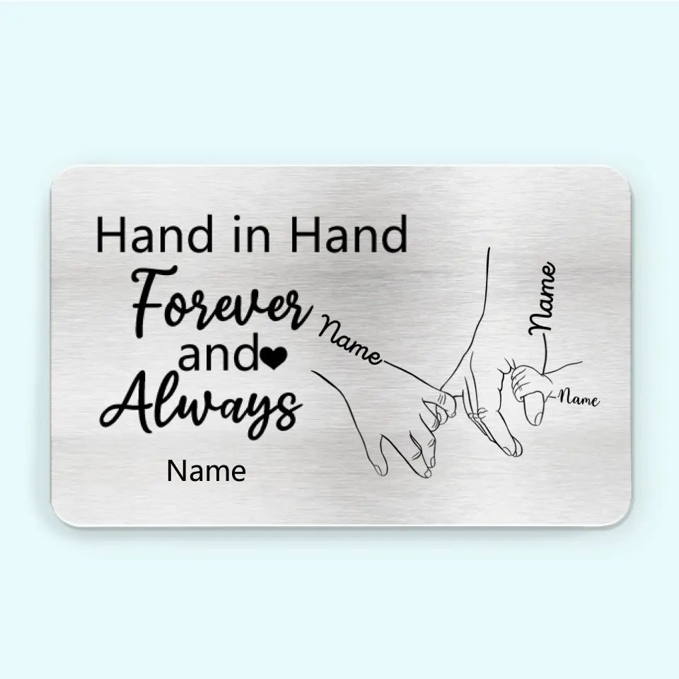 Father And Childs Holding Hands - Personalized Custom Aluminum Wallet Card -  Gift For Family Members, Father's Day