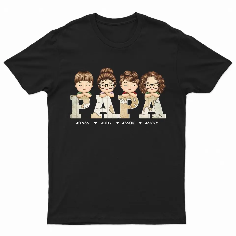 Vintage Map Papa Title - Birthday, Loving Gift For Dad, Father, Papa, Grandpa, Grandfather - Personalized Custom T Shirt,Hoodie