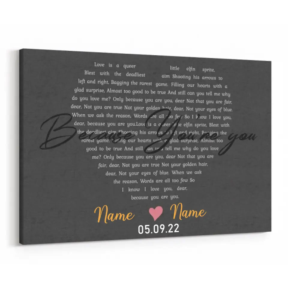 Heart Shaped Song Lyrics Custom Canvas Print