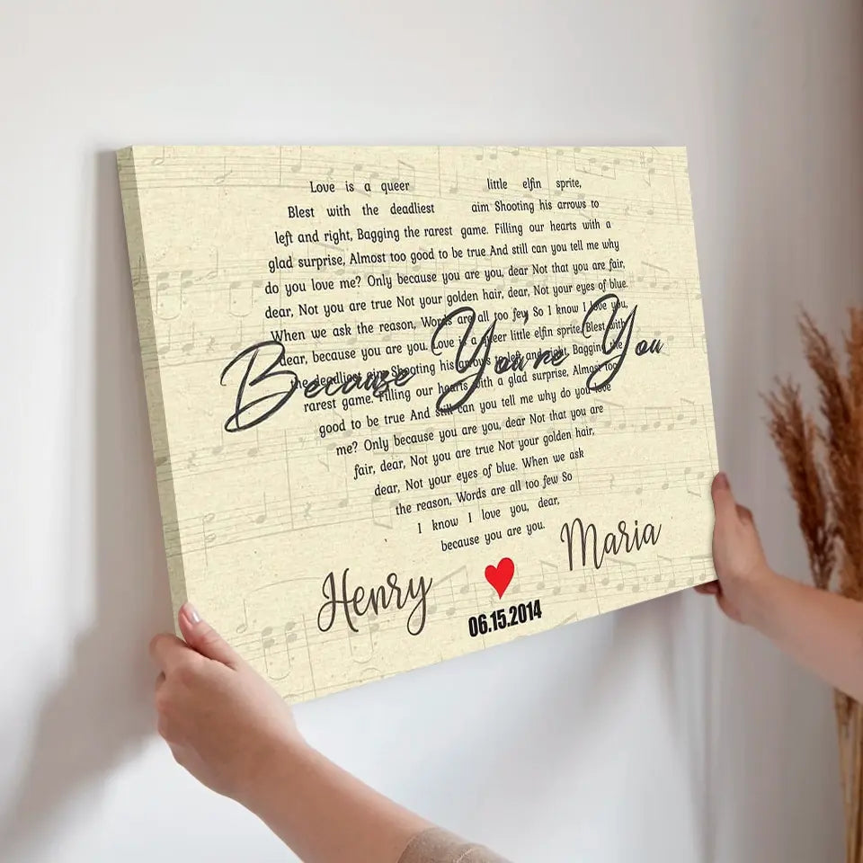 Heart Shaped Song Lyrics Custom Canvas Print