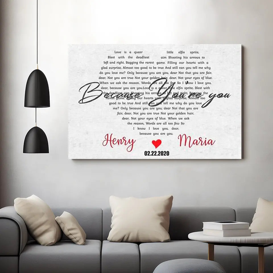 Heart Shaped Song Lyrics Custom Canvas Print