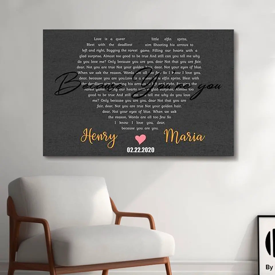 Heart Shaped Song Lyrics Custom Canvas Print