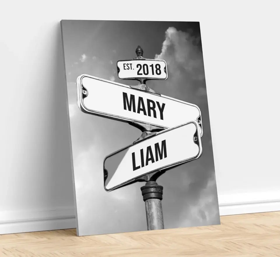 Personalized Canvas Vintage Street Sign for Couples