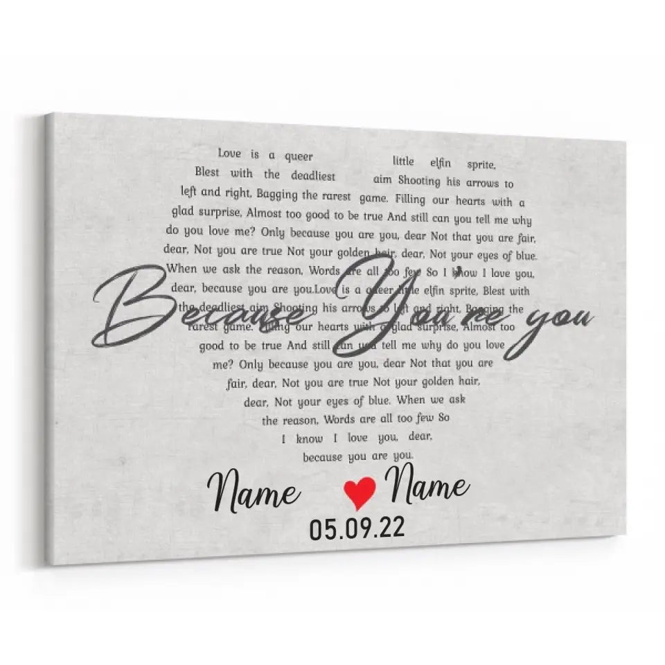 Heart Shaped Song Lyrics Custom Canvas Print