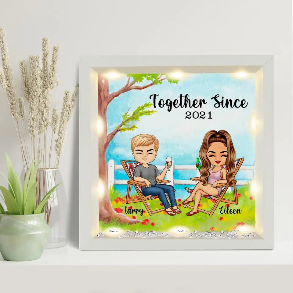 Together Since - Couple Personalized  LIght-Up Frame, Gift For Husband Wife, Anniversary