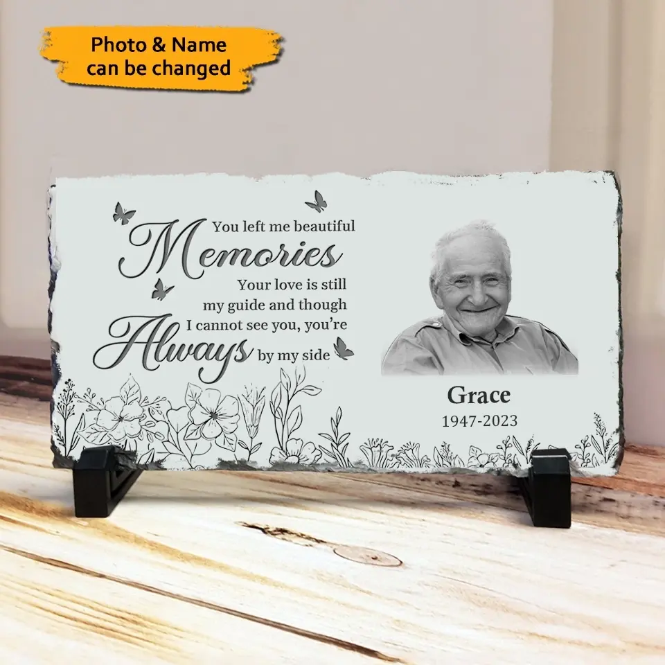 Custom Photo Your Love Is Still My Guide - Personalized Memorial Photo Slate Plaque - Sympathy Gift For Family Members