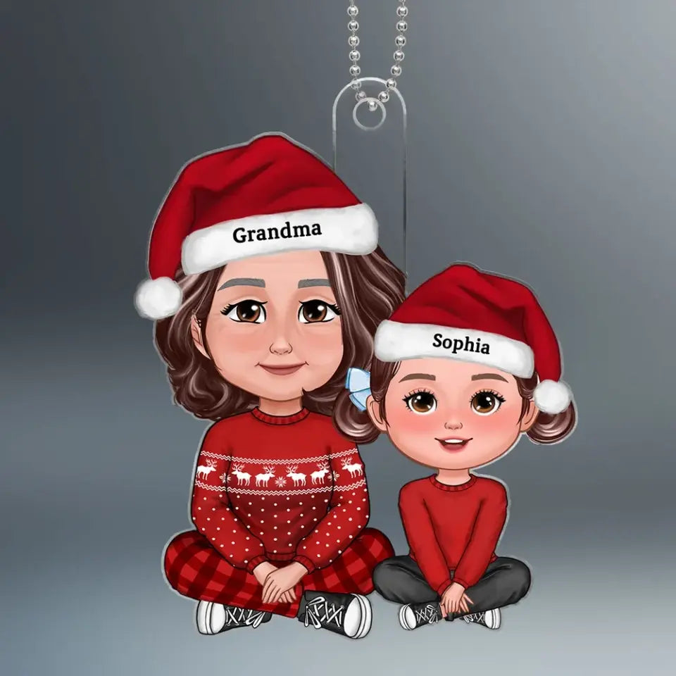 Cute Grandma Granddaughter Grandson Crossed Leg Personalized Acrylic Ornament