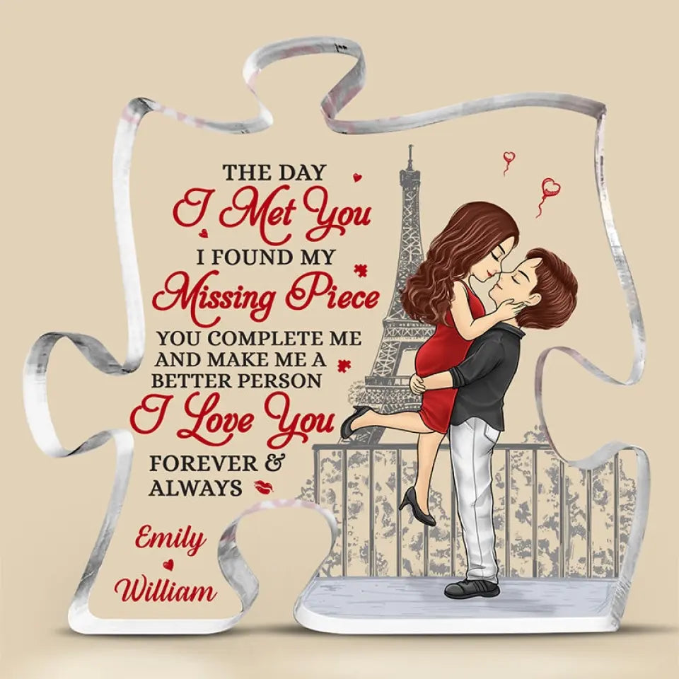 I Love You Forever And Always - Couple Personalized Custom Puzzle Shaped Acrylic Plaque - Gift For Husband Wife, Anniversary