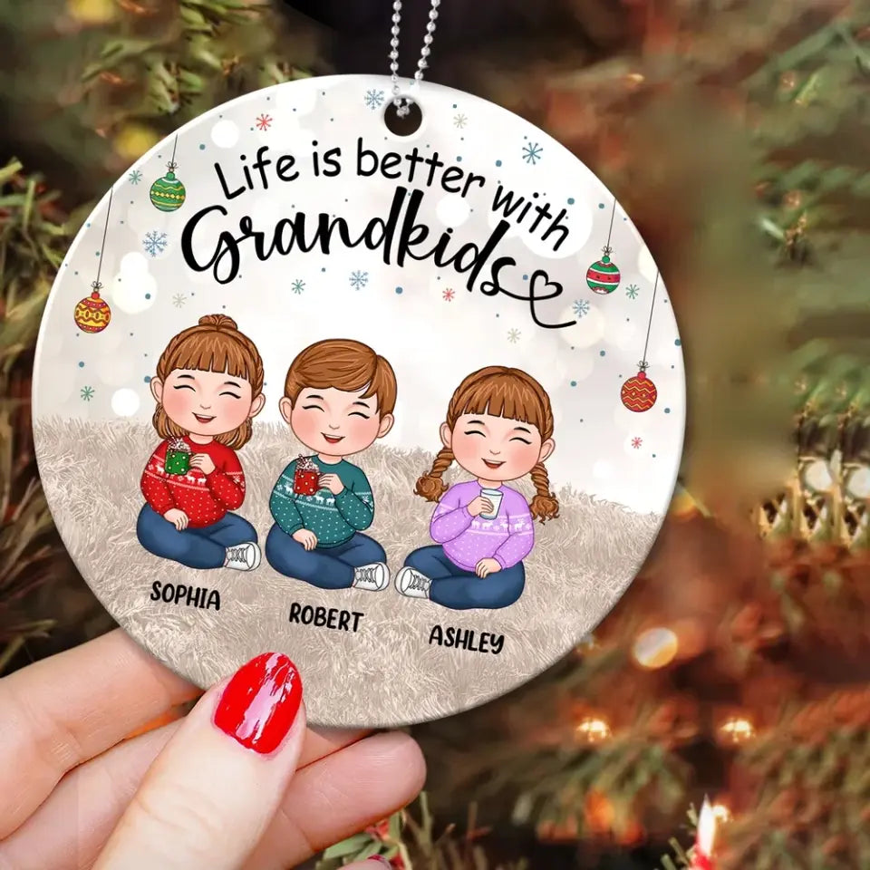 My Grandkids Cute Doll Kids Sitting Personalized Acrylic Ornament