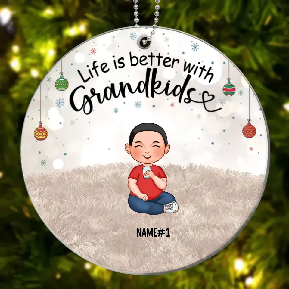 My Grandkids Cute Doll Kids Sitting Personalized Acrylic Ornament