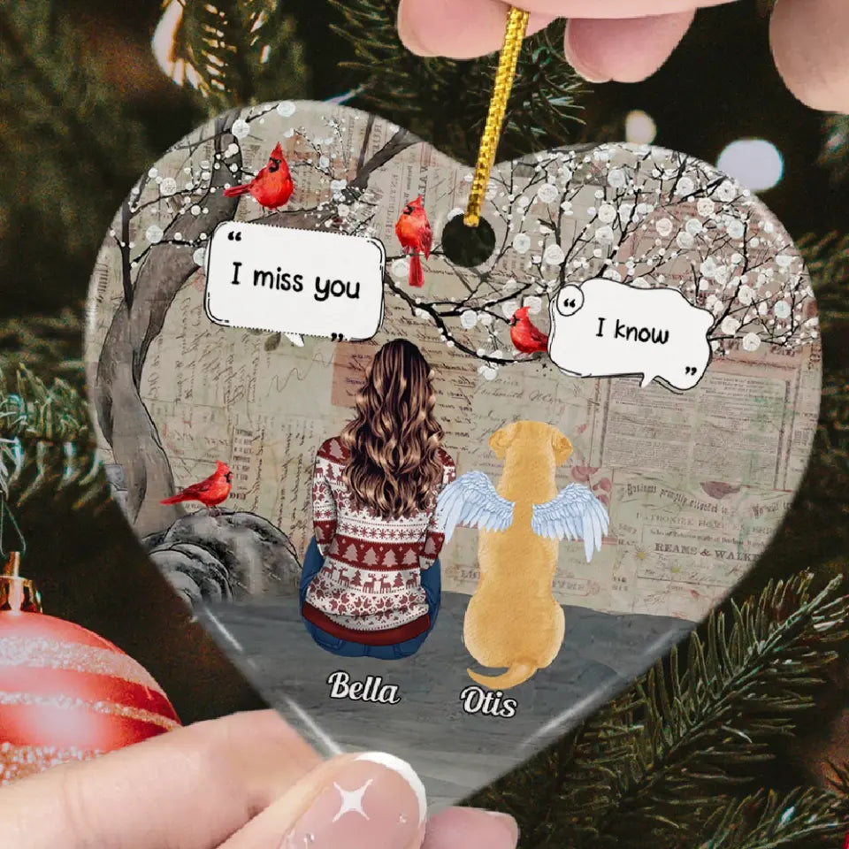 I Miss You - Personalized Heart Shaped Ceramic Memorial Ornament