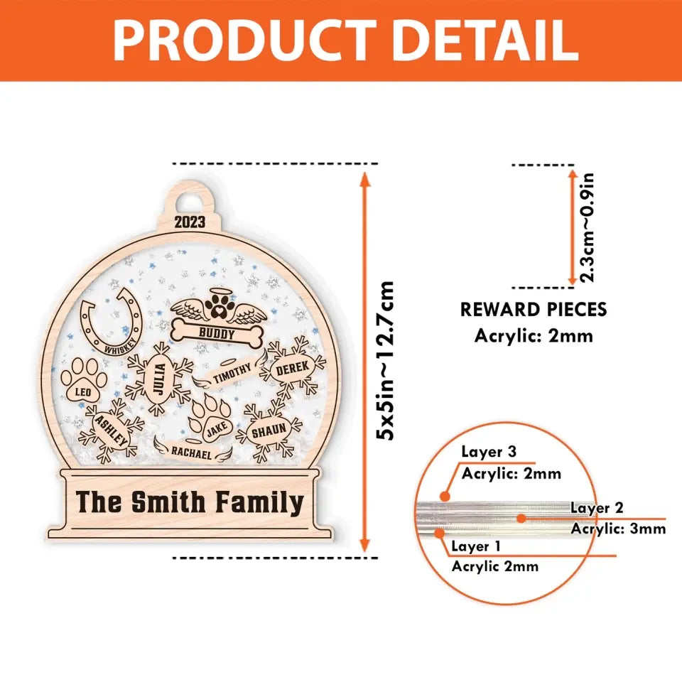 2023 Snow Globe Family - Personalized 3 Layered Christmas Shaker Ornament