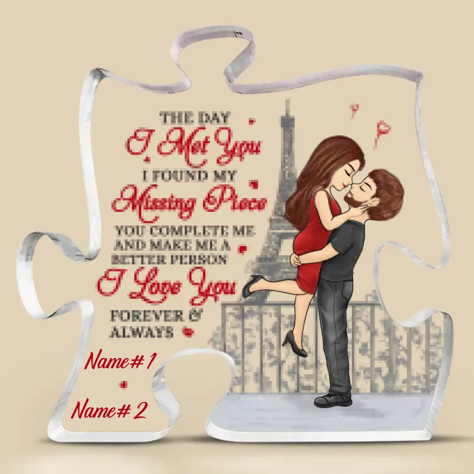 I Love You Forever And Always - Couple Personalized Custom Puzzle Shaped Acrylic Plaque - Gift For Husband Wife, Anniversary