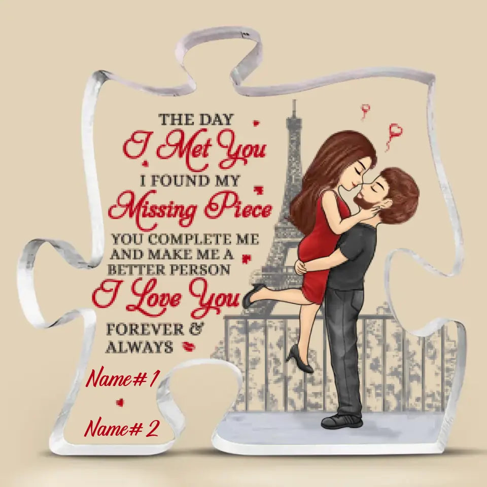 I Love You Forever And Always - Couple Personalized Custom Puzzle Shaped Acrylic Plaque - Gift For Husband Wife, Anniversary