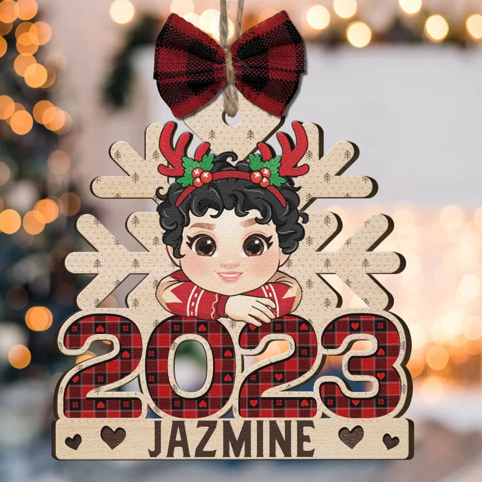 2023 Christmas Kids Custom Name - Personalized Wooden Ornament