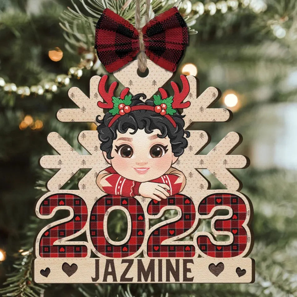 2023 Christmas Kids Custom Name - Personalized Wooden Ornament