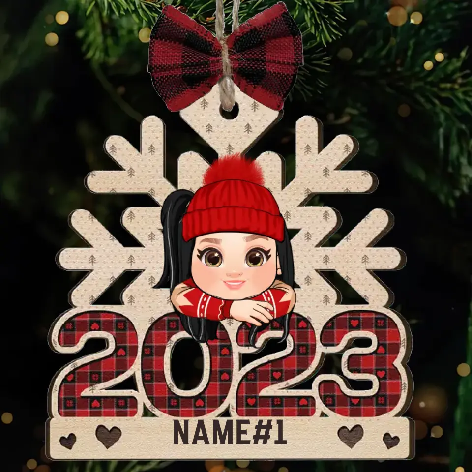 2023 Christmas Kids Custom Name - Personalized Wooden Ornament