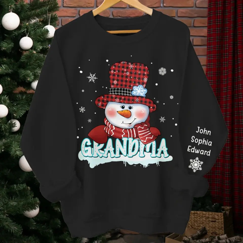 Proud To Be A Grandma - Family Personalized Custom Unisex Sweatshirt With Design On Sleeve - Christmas Gift For Grandma