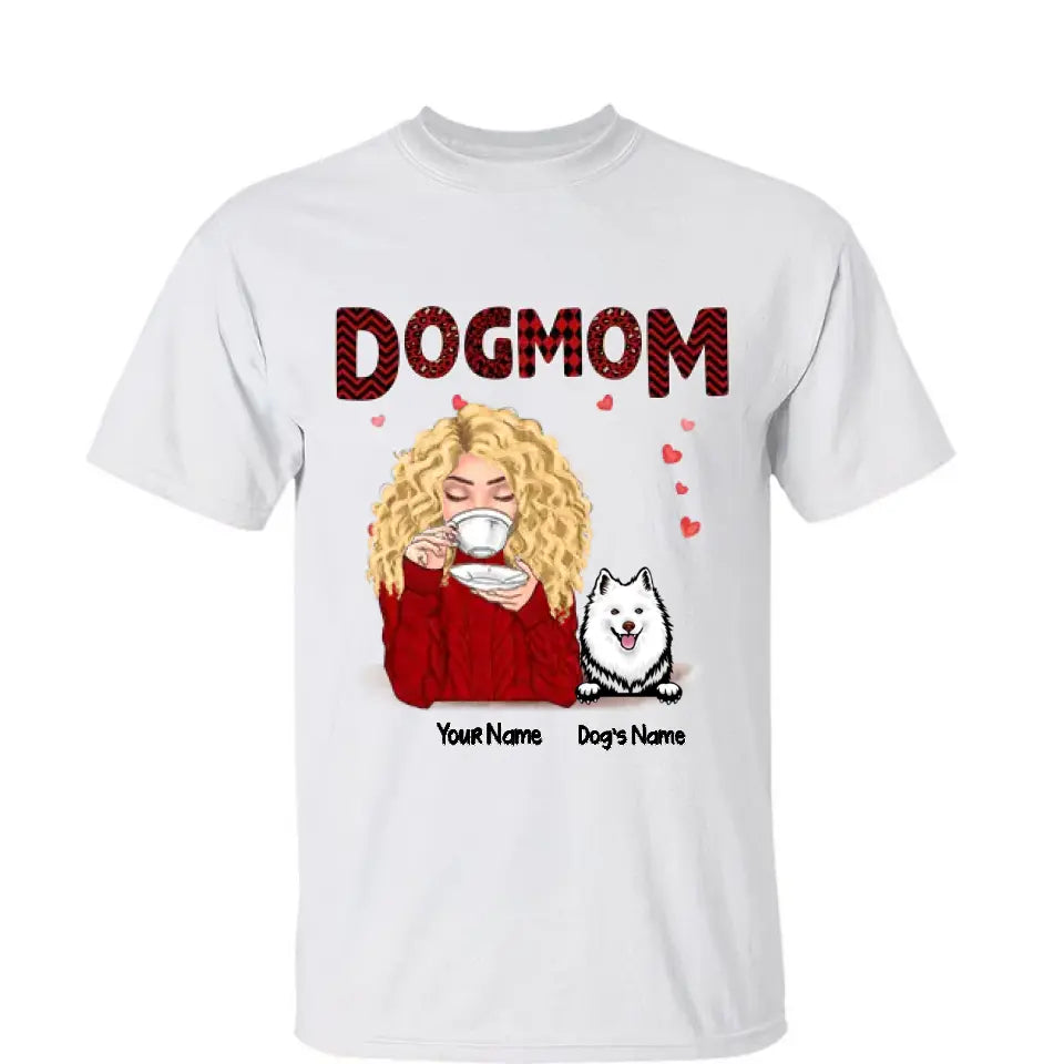 Dog Mom Red Patterned Personalized Shirt