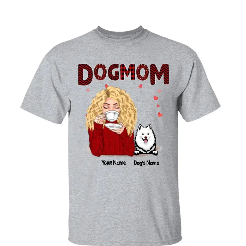 Dog Mom Red Patterned Personalized Shirt