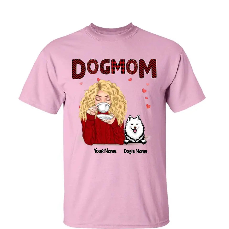 Dog Mom Red Patterned Personalized Shirt