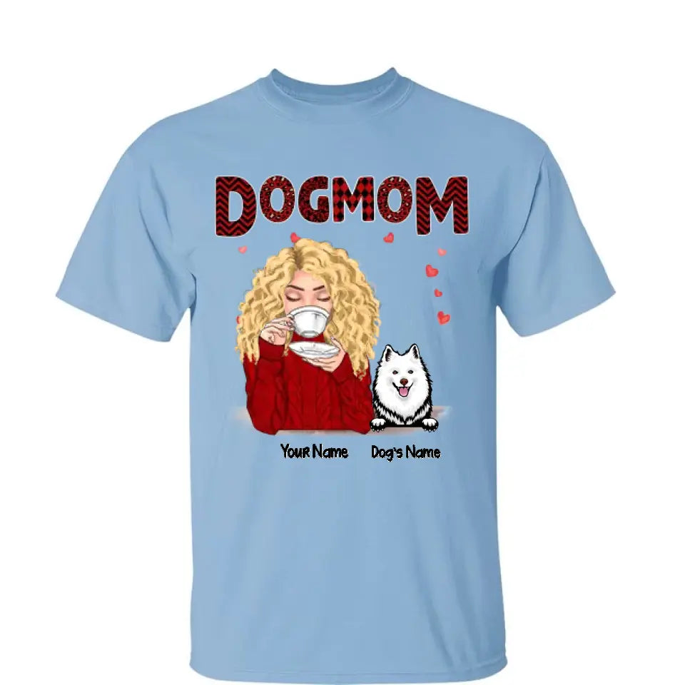 Dog Mom Red Patterned Personalized Shirt