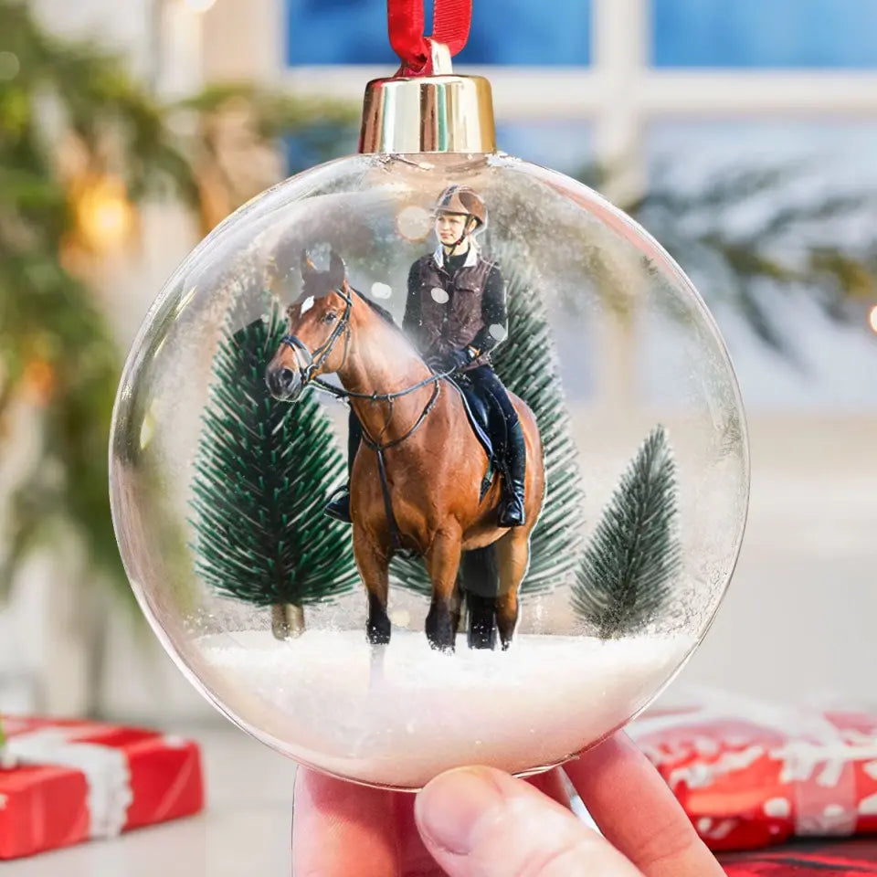 Gift For Horse Lovers - Personalized Christmas Ball Photo Ornament