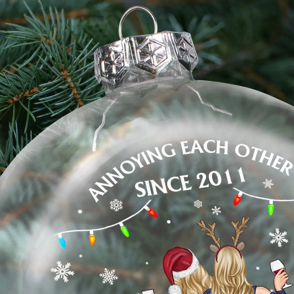 Annoying Each Other Since And Still Going Strong - Christmas Gift For Couple - Personalized Clear Flat Ball Ornament