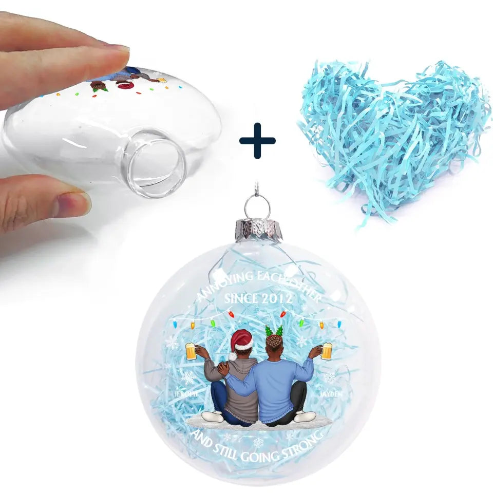 Annoying Each Other Since And Still Going Strong - Christmas Gift For Couple - Personalized Clear Flat Ball Ornament