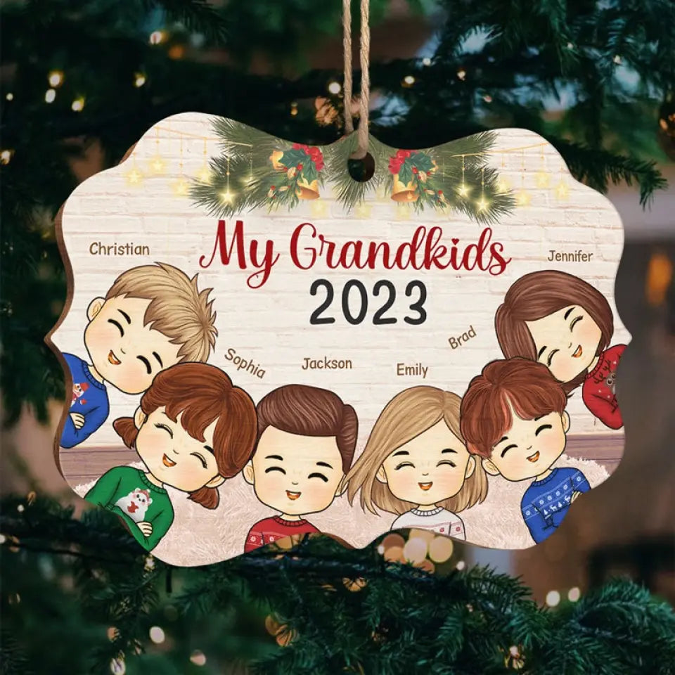 Awesome Like My Grandkids - Family Personalized Custom Ornament - Wood Benelux Shaped - Christmas Gift For Family Members