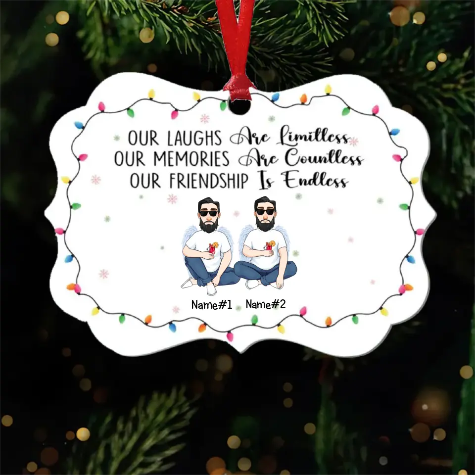 Our Friendship Is Endless - Personalized Wooden Christmas Ornament