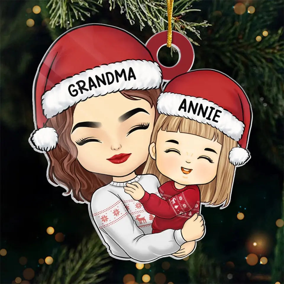 Sending You Holiday Hugs - Family Personalized Custom Ornament - Acrylic Custom Shaped - Christmas Gift For Mom, Grandma