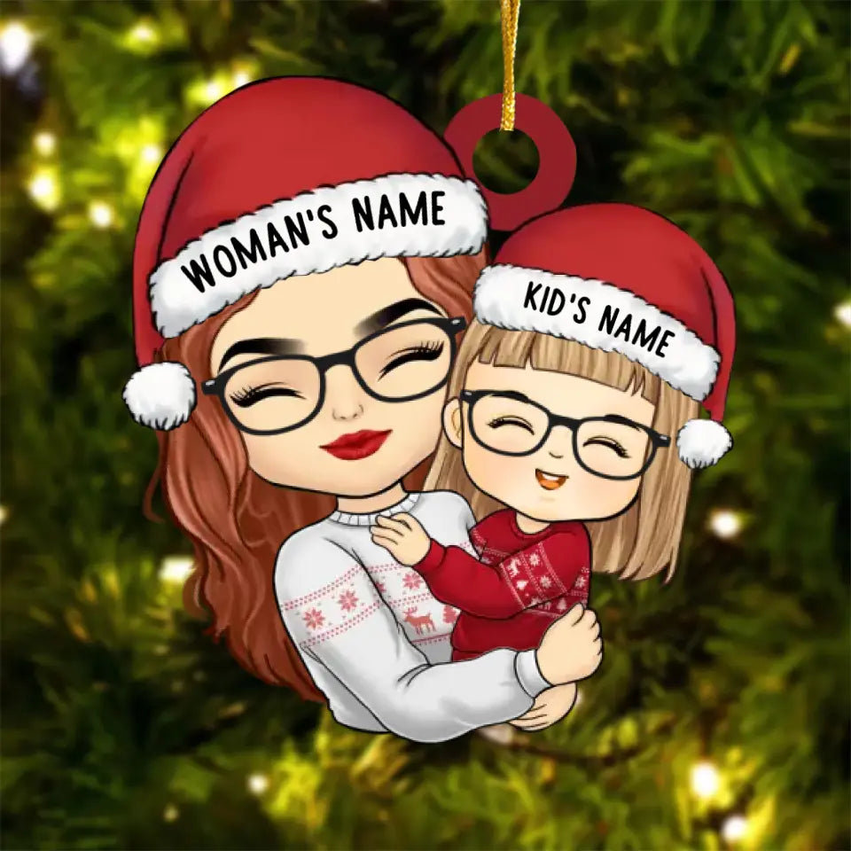 Sending You Holiday Hugs - Family Personalized Custom Ornament - Acrylic Custom Shaped - Christmas Gift For Mom, Grandma