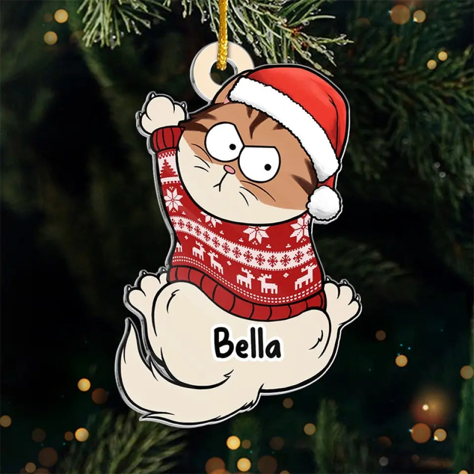 Cat Into The Holiday Spirit - Cat Personalized Custom Ornament - Acrylic Custom Shaped - Christmas Gift For Pet Owners, Pet Lovers