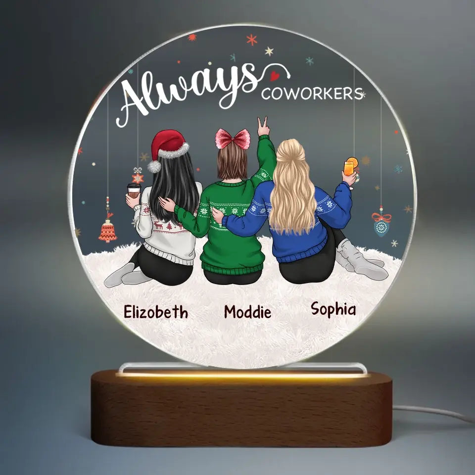 Always My Sister Forever My Friend - Bestie Personalized Custom Acrylic Night Light - Christmas Gift For Best Friends, BFF, Sisters