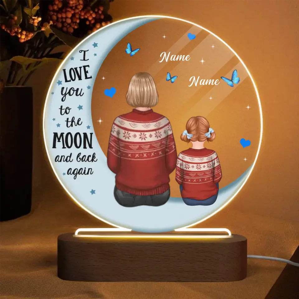 Grandma Grandkids Personalized Plaque LED Night Light - Acrylic LED Lamp - Gift For Grandma