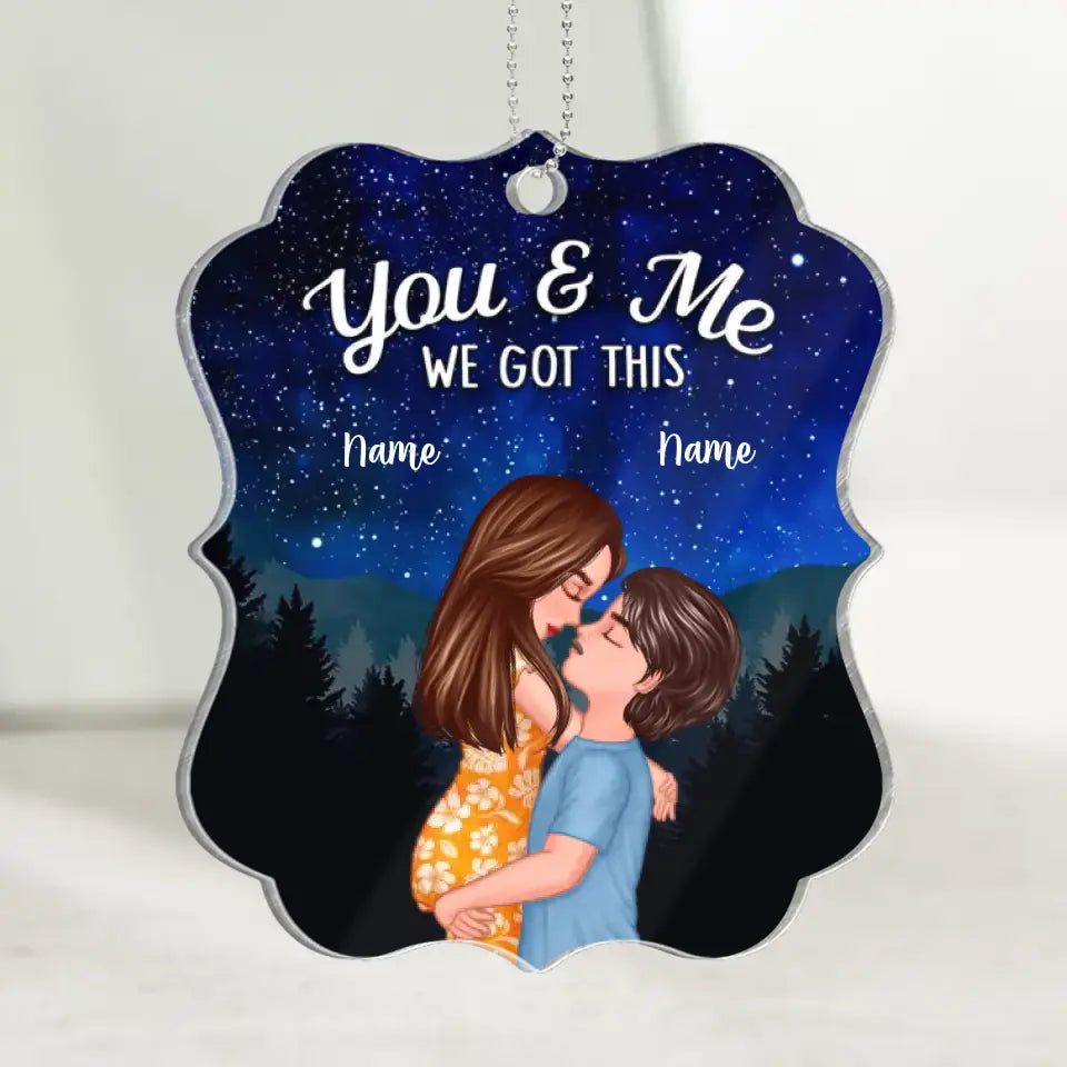 Couple Kissing Under Stars Sky Forest Personalized Acrylic Ornament