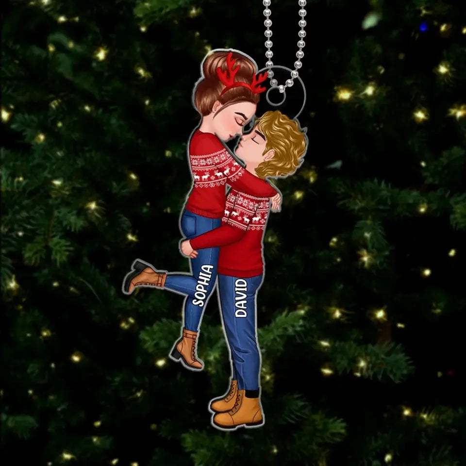 Winter Christmas Couple Personalized Acrylic Ornament