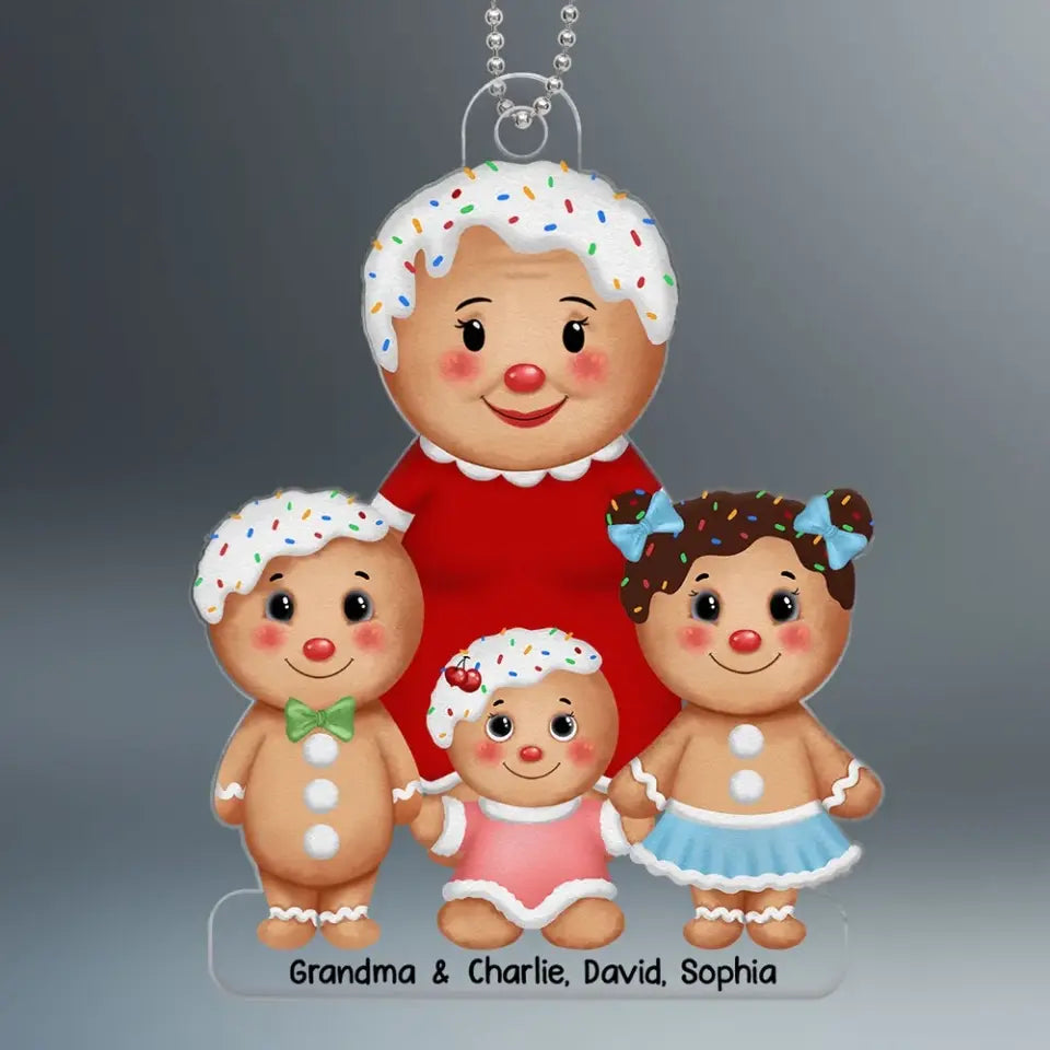 Gingerbread Grandma Grandkids Christmas Gift For Grandma Granddaughter Grandson Personalized Acrylic Ornament